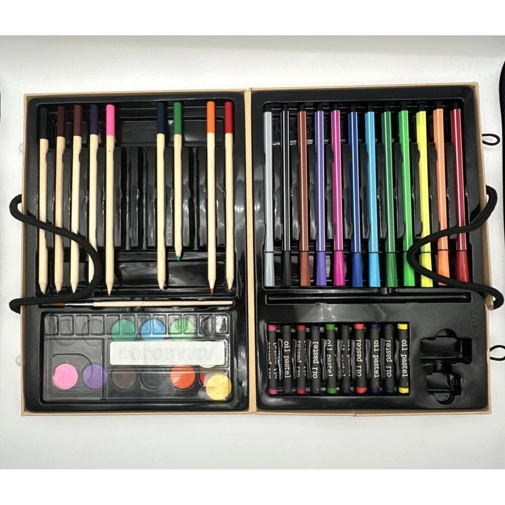 Art Set With Oil Pastels Colored Pencils & Paints In Portable Case